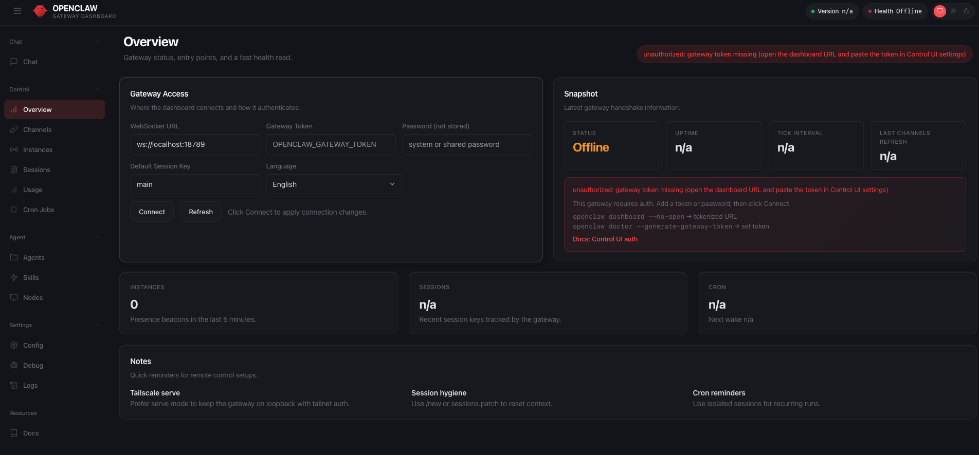 OpenClaw Dashboard Overview